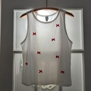 White Tank Top with Red Crosses